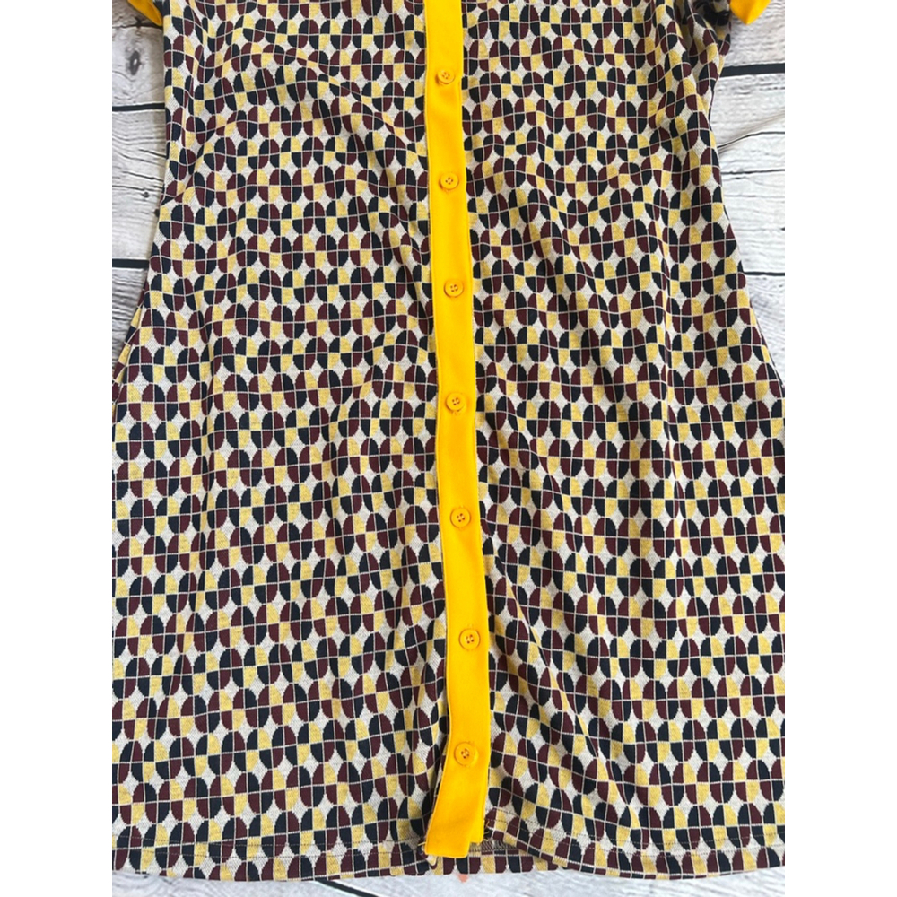 NEW Women's SHEIN MOD Brown & Yellow Geometric Mini Dress L - Picture 4 of 7